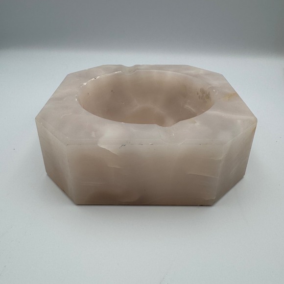 Octagon Pale Pink Heavy Stone Ashtray Vintage Cigar Cigarette Home Decor Accent - Picture 1 of 4